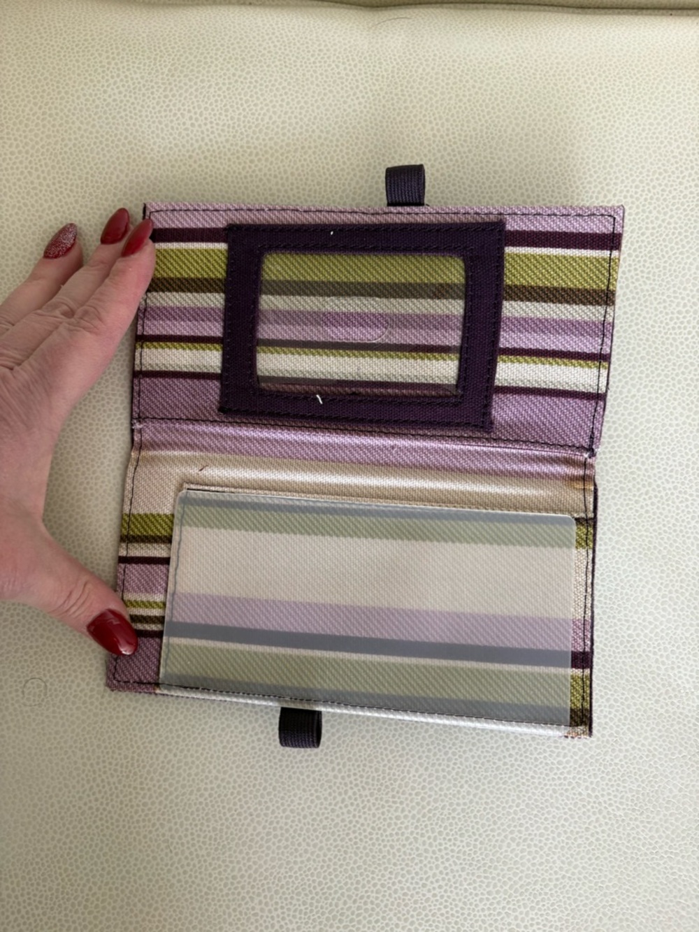 thirty-one Striped Lavender, Olive & Cream Card Case